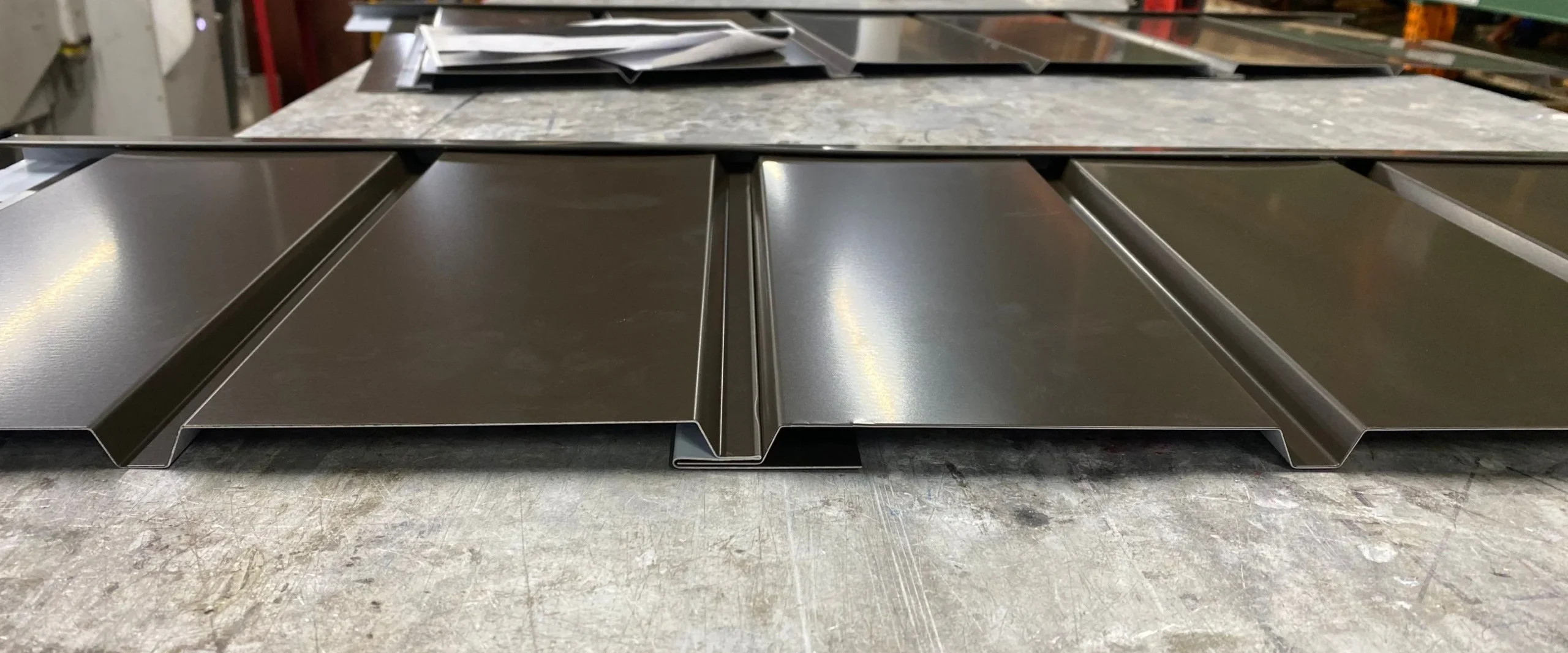 brown u-groove soffit panels